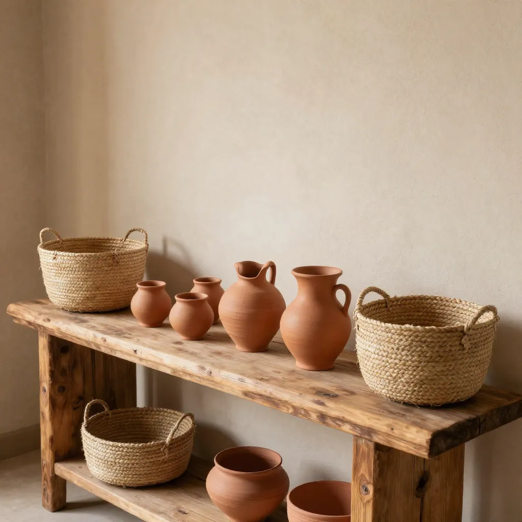 Living room with terracotta and turquoise accents